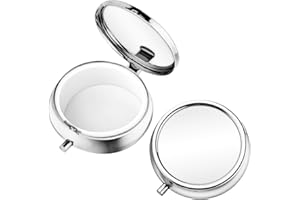 WY LIGHTING LEVEL 2Pcs Pill Box Small Pill Case for Purse or Pocket, Portable Cute Pill Container Metal Pill Box Decorative Medicine, Vitamin, Fish Oil and Supplements Holder Organizer(Silver)