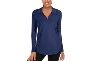 Akiooue Womens Long Sleeve UPF 50+ Running Tops 1/4 Zip Gym Sports Workout Cycling Golf Shirts