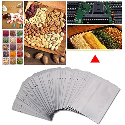 attachmenttou 50Pcs Silver Aluminum Foil Package Bag Home Sealer Food Kitchen Storage Pouches