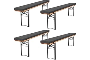 LYAFS 4 Stück gepolsterte Bierbankauflagen für Bierzeltgarnitur 220 x 25 x 3 cm XL Bankauflage waschbar mit Reißverschluss für Biertisch & Party Festzeltgarnitur (Anthrazit, wasserabweisend)