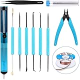 Makerfire Solder Sucker Desoldering Pump, Desoldering Wick, Micro Shear Wire Cutter Pliers, ESD Tweezers, Solder Wire, 11 PCS