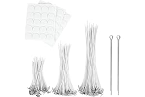 GUO-YING Stoppino per Candele,da Te 60 Stoppini Per Candele,60 Adesivi Per Stoppini,2 Supporti Fissi Kit per Fare Candele con stoppini per Candele Naturali Adesivi per stoppini (DX-02)