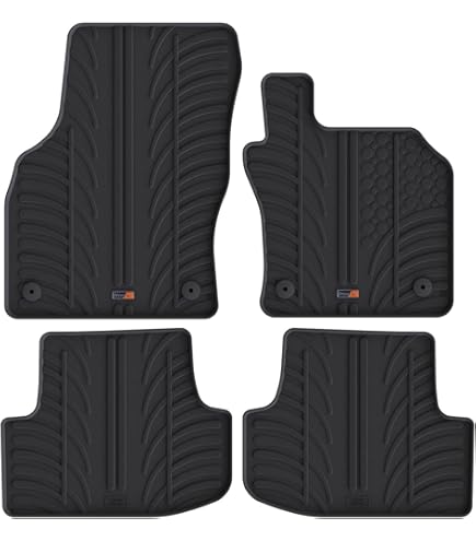 Voetmatten voor Audi A3 8V vanaf 2012> Sportback vanaf 2012> op maat, antislip, versterkte hielvoering van rubber en bevestigingsknoppen