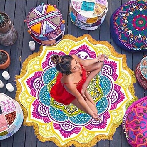 UKBIOLOGY Tassel Cute Chic Indian Bohemian Mandalas Beach Towel Tapestry Colorful Lotus Printed