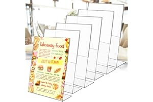 BUENTYA 6 PCS Support de Panneau Acrylique A5 Presentoir en Plastique Transparent Porte Affiche Acrylique a5 Incliné Support de Menu Acrylique pour Flyers, Menus, Publicités, Photos(150mm * 210mm)