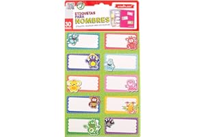 PACK 30 ETIQUETAS ESCOLARES STARPLAST - Etiquetas adhesivas, 75x45mm, con diseños, colores básicos, para asignaturas, la escuela o tus apuntes - Diseño 15