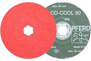 PFERD Combiclick CO-COOL80 / 44498022 Lot de 5 disques en fibre de verre Ø 125 mm – Pour ponçage à froid sur acier inoxydable avec la meuleuse d'angle, ponceuse en fibre, taille de grain 80