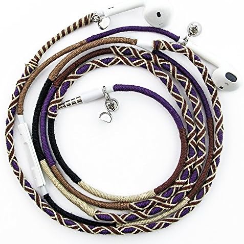 URIZONS Earphones,Headphones with Microphone and Remote, In-ear Sports Headset for iPhone iPad iPod Mac Laptop Tablets Android Smartphones Handmade Fabric Braided Tribe Thread Wrapped Bracelet Style