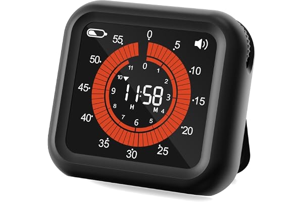 MeesMeek Digital visuell timer – max 11H 59M uppladdningsbar nedräkningstimer med VA-skärm, tydliga siffror, justerbar volym och ljusstyrka, magnetisk digital timer för kök, klassrum, kontor