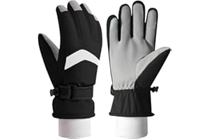 Azarxis Dziecięce zimowe rękawiczki narciarskie, wiatroszczelne, ciepłe, polarowe, z podszewką, termiczne, wodoodporne, ekran dotykowy, dla chłopców, dziewcząt, na zimę, zimną pogodę, snowboard, jazda