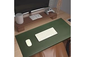 MOZZEILEE Tapete de escritorio con bloqueo de bordes, grande, impermeable, de piel sintética, con protector de bordes, antideslizante, para oficina, hogar, trabajo, estudio, escritura (verde oscuro, 70 x 40 cm)