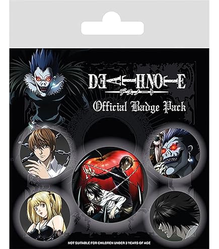 Set Spille Death Note - Confezione Da 5 Badge Ufficiali Personaggi - Foto 11