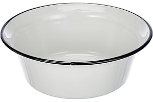 Karl Krüger - Cuenco esmaltado, color blanco con borde negro, 28 cm