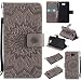 Produktbild Hozor PU Leder Hülle für Huawei Y5 II / Y5 2 / Y6 II Compact 5.0 zoll Embossing Prägung Blumen Muster Ledertasche Weiche TPU Soft Rückseite Abdeckung Handytasche Bumper Schutzhülle Brieftasche Flip Case Wallet Cover Bookstyle Handyhülle Tasche Anti-Scratch Shell Folio Klapphülle mit Standfunktion Magnetverschluss und Kredit Kartenfächer - grau