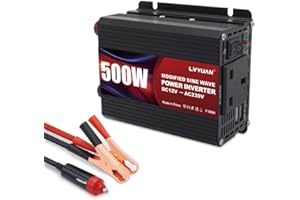 LVYUAN 500W Power Inverter DC 12V to 230V 240V AC Transformer Car Converter 12V with dual USB ports & UK Sockets Charger Lighter Adapter