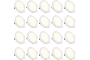 Gr4tec Lot de 20 spots LED encastrables - IP65 - Blanc chaud - Pour salle de bain - 2700 K 5 W 400 lm - Spot de plafond creux 68-80 mm - 220 V - Pour cuisine, chambre à coucher, salon