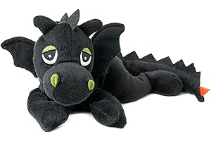 Habibi Peluche de peluche para niños y adultos, 1862 dragón de la suerte negro con relleno de mijo, para calentar en el microondas o en el horno, ideal también para bebés