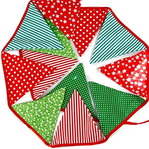 G2PLUS Schöne Wimpelkette 3.3M Wimpel Girlande mit 12 Wimpeln in Dreiecksform für Kindergeburtstagsfeier; Weihnachtsfest (Flower) - 2
