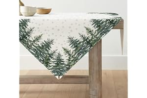 Artoid Mode Sosny, płatki śniegu, Boże Narodzenie, obrus sezonowy, obrus na zimę, do kuchni, dekoracja stołu, do użytku w pomieszczeniach, na urlop, imprezę, 120 x 120 cm