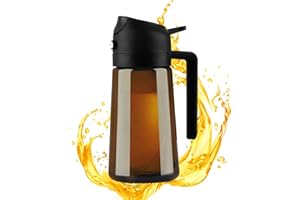 Yzpklhw Ölsprüher für Speiseöl, 2-in-1 Ölspender und Ölsprüher, 470ML UV-Schutz Sprühflasche Öl Olivenöl Flasche Ölsprühgerät für Heißluftfritteuse für Kochen Salat und Grill (Braun)
