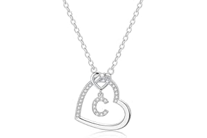 LIHELEI Damen Halskette Herz Buchstabe 925 Silber Kette Damen Personalisiere Kette, Geburtstags und Weihnachten Geschenk Für Frauen Mädchen Mama Freundin - A-Z