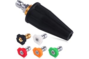 LEONTOOL Obrotowa obracana o 360° dysza turbo do myjki wysokociśnieniowej 3600 PSI z szybkim przyłączem 6,35 mm, wiele stopni 5 stopni (0,15, 25, 40, mydło) dysze do myjki wysokociśnieniowej do betonu