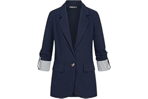 Cloud 5ive Damen Blazer Jacke mit Turn-Up Ärmel und Streifendetails