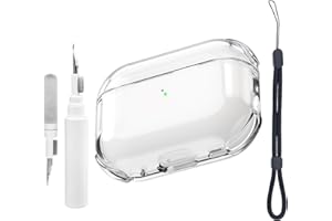 Teyomi Przezroczyste etui kompatybilne z AirPods Pro 2. generacji z zestawem do czyszczenia, etui ochronne kompatybilne z Apple Airpods Pro 2 z paskiem na rękę (Clear)