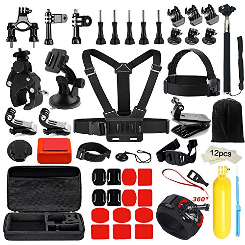 Soft Digits 62 in 1 Zubehör Kit für GoPro Hero 5 4 3+ 3 2 1 SJCAM SJ4000 5000 Xiaomi Yi Apeman DBPOWER QUMOX WiMiUS Rollei Lightdow, Sport Kamera Zubehör für Fallschirmspringen Schwimmen Rudern Surfen Klettern Laufen Biking Camping Tauchen Ausflug