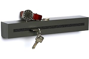 ‎BUCHENBUSCH URBAN DESIGN Buchenbusch urban design Dark Edition Key Rack with Concrete Shelf, 33 x 6 x 5 cm, Wall Key Holder, Hallway, Dark Grey Mottled