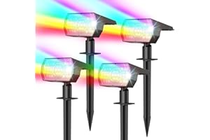 SUNKENET 4 Piezas Luces Jardin Solares Exterior, 56 LEDs & 7 RGB Modos de Brillo, Luz Solar Jardin con IP65 Impermeable, Focos Solares Exterior Jardin para Patio, Caminos, Piscina, Suelo Decoración