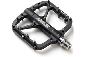 ANSJS Pedali per Bicicletta MTB in Alluminio Pedali Bici Ciclismo 9/16 Pollici Universali Superficie Larga CNC Taglio Ultra-Leggero Anodizzazione Antiscivolo(Black-Du Bearings)
