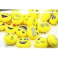 TOYS ON HILLS ® Round Emoji Face Plush Soft Cushion Fluffy Smiley Keyrings & Keychains Random Designs I Make In India I - (A Pack of 10 Nos)