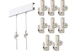 FESSOSKO Lot de 10 Crochets Mini Argentés, Accessoires pour Cimaise et Rail de Tableau, Crochets à Visser Idéal pour Suspension d'Art et Tableaux