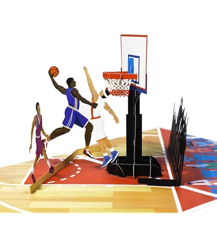 AFIE 65-1424 - Carta allegra ANNIVERSARIO BASKETBALL in blu brillante con busta, 12 x 17,5 cm, per sport basket, campione, cestino per parquet sostenere, squadra Francia Giochi olimpici