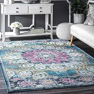 Status Contract Polyester Yarn 3D Printed Vintage Persian Carpet with Anti Slip Backing for Bedroom/Living Area/Home (4X 5 ft, Multicolour)