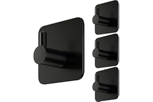 4smile Handtuchhalter ohne Bohren, 4 Stück in Schwarz - Wasserfeste Badezimmer Handtuchhalter, Edelstahl Haken, Klebehaken für Bad, Küche - Extra-starke Haken selbstklebend, Handtuchhaken