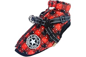 ENGEL WEMANG Hundeweste,Hundemantel Wasserdicht,Warme Weste mit Hundegeschirr Winter Warm und weich 9 Farben-Weihnachten02 XL