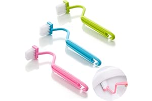 EQLEF Toilettenbürste mit Randreiniger, 3 Stücke WC Bürsten Toilettenrandbürste Gebogene Kunststoff Toilettenbürste Reinigen Toiletten Corner