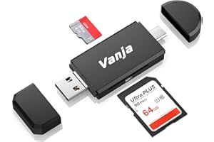 ‎VANJA Vanja SD Kartenleser, 3-in-1 High-Speed Micro SD Karten Adapter für SD, SDHC, SDXC, MicroSD | Kompatibel mit iPhone 16/15, MacBook Pro/Air, iPad Pro, Smartphone (USB Type A & Type C, Micro-USB)