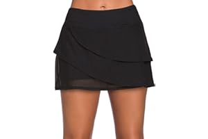 Ocean Plus Femme Jupe de Bain avec Slip Skoirts Jupe de Sports Nautiques Protection UV Taille Haute Maillot de Bain Plissé