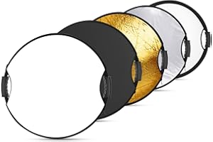 NEEWER Riflettore di 22"/56cm, Maniglia con Filetto da 3/8", Disco Ripiegabile 5 in 1 Diffusore Trasparente/Argento/Oro/Bianco/Nero per Illuminazione Fotografica, Illuminazione Esterna, RF-56II