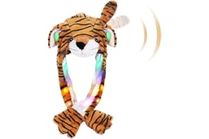 SUNHUITOY Animal Hat Plush Ears Moving Jumping Dress Up Cosplay Party Christmas Holiday Cute Ear Flap Cap for Kids Adults