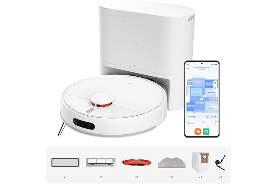 XIAOMI Robot Vacuum H40 All-in-One Vacuum Cleaner and Floor Mop 10,000Pa Suction Power, High Precision Mapping with LDS Ideal for Short Pile Carpets and Hard Floors