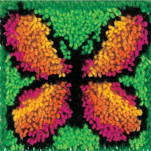Wonderart 4901 8-Inch by 8-Inch Latch-Hook Kit, Butterfly by Caron International
