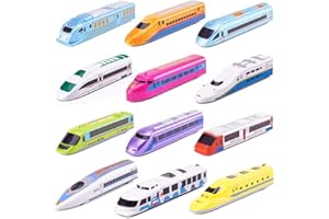 CORPER TOYS Bullet Train Pull Back Toy High Speed City Train Modern Lokomotiven for Kids Toddle Boys - Bundle of 12