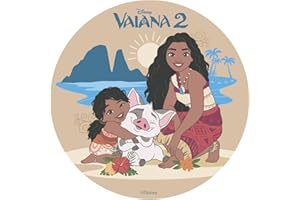 dekora - Decoración para Tartas de Cumpleaños - Cake Topper de Vaiana 2 de 20 cm - Disco de Oblea Comestible para Tarta Sin Gluten, Sin Azúcares Añadidos, Sin Lactosa - Apto para Vegetarianos