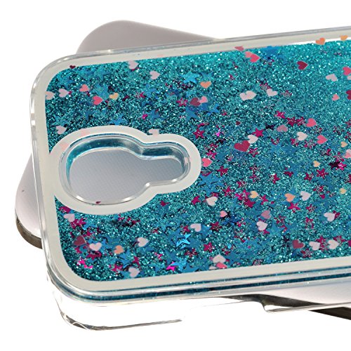Für Samsung Galaxy S4 Hülle,Für Samsung Galaxy S4 Flüssigkeit Handyhülle,Funyye Luxus Luxuriös [Bunten Muster] Liebe Herzen Star Fließt Treibsand Durchsichtige Handytasche Glänzend Glitzer Diamond Diamant Fließen Flüssig Flüssigkeit Handyhülle Handy Hülle Case Tasche Crystal Case Durchsichtig Schutzhülle Etui Bumper Für Samsung Galaxy S4 + 1 x Frei Displayschutzfolie – Blau Glitter,Liebe Herzen - 4