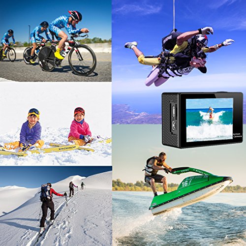 Mbylxk Action Kamera 4K, 2.0 Zoll Eingebautes WiFi Action Kamera wasserdicht 30M, 2.4G Remote Auto-Recorder und kostenlose Accessoires (schwarz) - 7