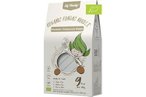 Bio Pasta Konjac Keto Carbohidratos Ultrabajos/Vegano/Sin Gluten 270 g x 1 cajas(2 paquetes), Elf-family Fideos Konjac Noodles Shirataki Noodles/Sin azúcar/Bajo en Calorías - Fettuccine
